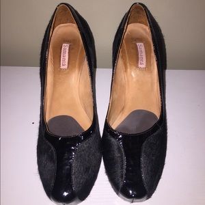 Samanta Black Patent Leather and Calf-hair heels